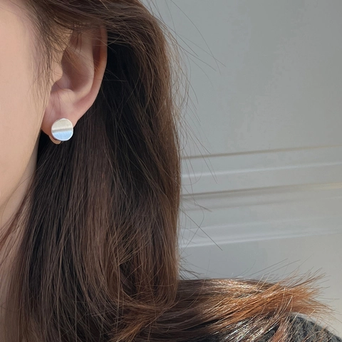 Minimalist Round Brushed Hoop Earrings With 925 Sterling Silver Earring Post Geometric Jewelry For Women