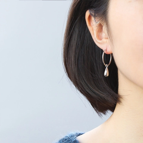 Minimalistische Tropfen Hoop Ohrringe Versilbert Glänzend Geometrische Hänger Schmuck Für Frauen Mit Silber Ohrstecker