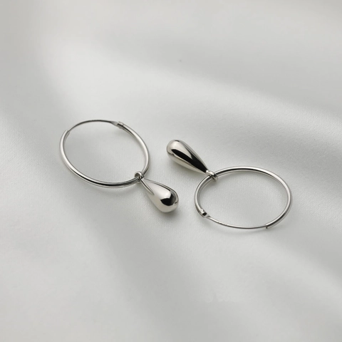Minimalistische Tropfen Hoop Ohrringe Versilbert Glänzend Geometrische Hänger Schmuck Für Frauen Mit Silber Ohrstecker