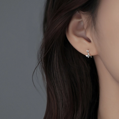 Butterfly Drop Earrings Copper With 925 Sterling Silver Earring Post Double Layer French Sweet Elegant Jewelry For Women
