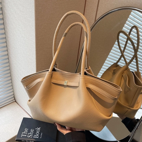 Large Capacity Lychee Grain Leather Tote Bag Retro Urban Simple Underarm Shoulder Bag For Women Fashion Commute Handbag