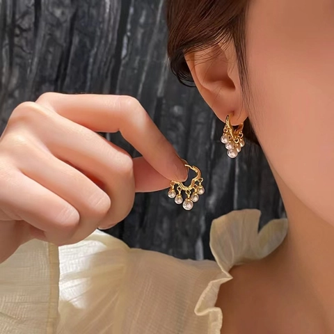 Wolken Hoop Ohrringe Mit 925 Sterling Silber Ohrstecker Und Hängenden Künstliche Perlen Eleganter Schmuck Für Damen