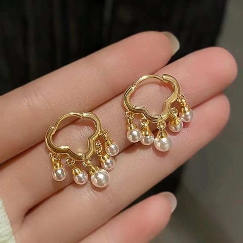 Wolken Hoop Ohrringe Mit 925 Sterling Silber Ohrstecker Und Hängenden Künstliche Perlen Eleganter Schmuck Für Damen
