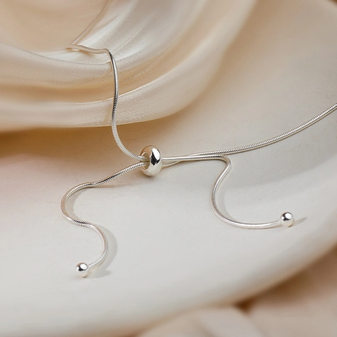 Collar Con Colgante De Borla De Perlas Redondas Minimalista Cadena De Serpiente De Cobre Ajustable Joyería Elegante