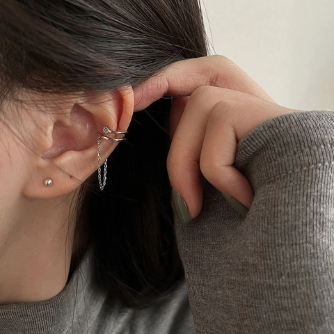 Orecchini Pendenti Con Catena E Nappa A Strati Per Donna Rame Con Perno In Argento Sterling 925 Zircone