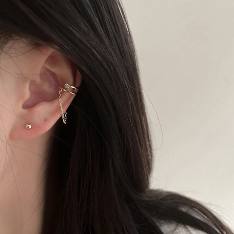 Orecchini Pendenti Con Catena E Nappa A Strati Per Donna Rame Con Perno In Argento Sterling 925 Zircone