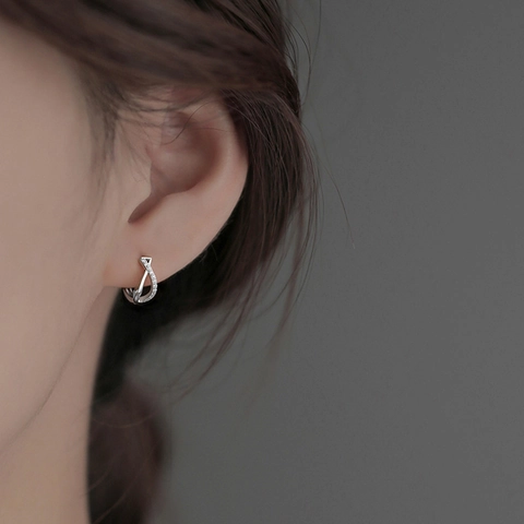 Orecchini A Cerchio Geometrici Intrecciati Con Zirconia S925 Sterling Silver Earring Post Gioielli Di Lusso Minimalisti Donna