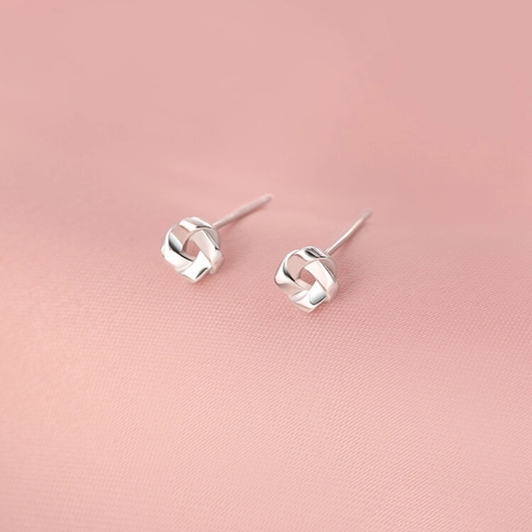 Knotted Stud Earrings Copper With 925 Sterling Silver Earring Post Minimalist Polished Niche Design Chic Daily Jewelry
