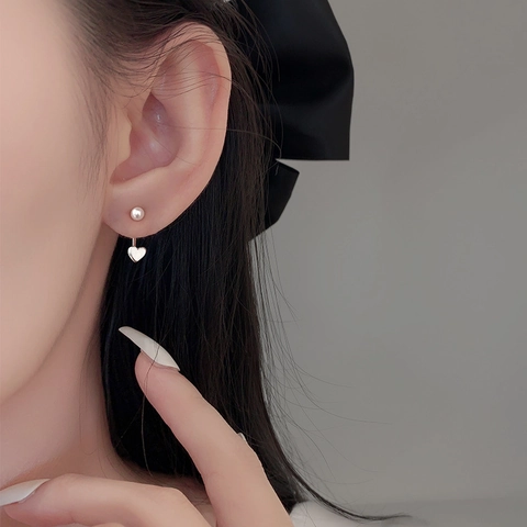 Hart Kunstparel Oorknopjes Met 925 Sterling Zilveren Oorbel Post Achter Hangend Ontwerp Koperen Zoete Sieraden Voor Dames
