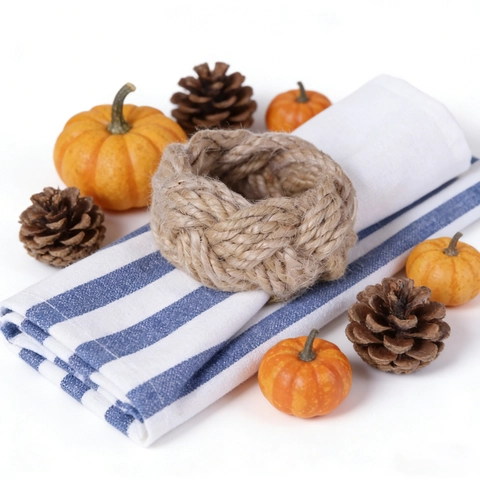 Hand Woven Napkin Rings Natural Hemp Rope Braided Rustic Farmhouse Style For Wedding Dinner Party Table Decoration