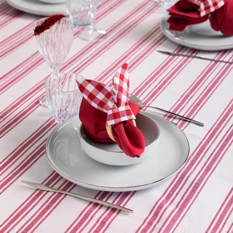 Rond De Serviette Oreille De Lapin De Pâques Et Serviette En Tissu Gingham Bois Pour Décoration De Table