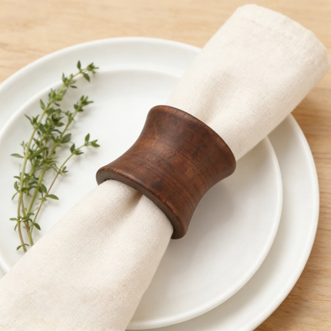Wooden Napkin Rings Walnut Color Hourglass Waist Design Table Decor Minimalist For Restaurant Wedding Party