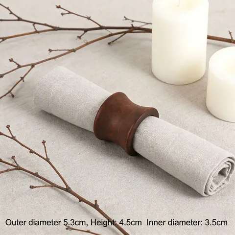 Wooden Napkin Rings Vintage Slender Waist Design Solid Wood Walnut Color Table Decoration For Wedding Dinner Party