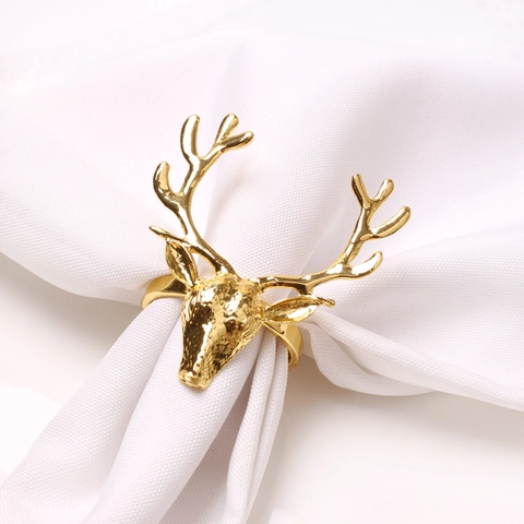 Christmas Reindeer Head Napkin Rings Alloy Metal Reindeer Antler Buckle For Holiday Dinner Table Decoration Simple Stylish