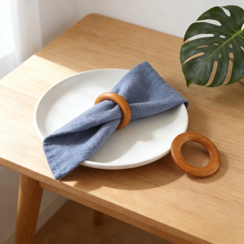 Round Wooden Napkin Rings Natural Grain Table Decor Buckles For Hotel Home Wedding Dinner Party Minimalist Farmhouse Style