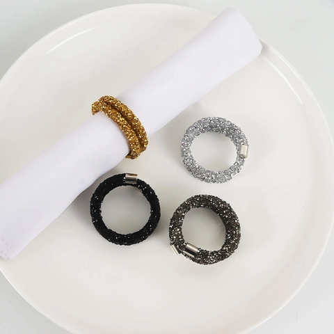 Rhinestone Napkin Rings Sparkling Zinc Alloy Crystal Napkin Buckles For Wedding Banquet Party Dining Table Decoration