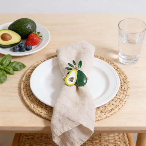 Avocado Fruit Napkin Rings Zinc Alloy Enamel Holder For Dining Table Decoration Wedding Party Kitchen Accessories Decor