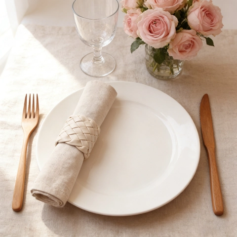 Woven PU Leather Napkin Rings Minimalist White Napkin Buckles For Home Kitchen Table Decor Wedding Banquet Party Decoration