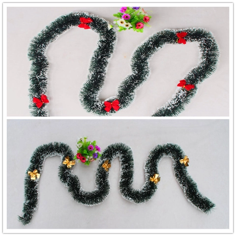 Ghirlanda di Tinsel Natalizia Con Fiocchi Effetto Neve Smerigliato Verde Bianco Decorazione Per Albero Casa Festa Ornamenti Festivi