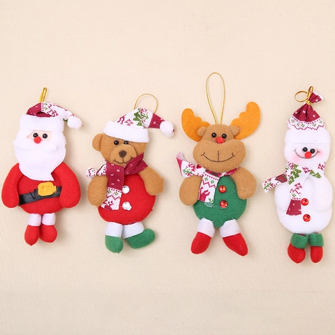 Adornos Colgantes de Navidad de Peluche Papá Noel Muñeco de Nieve Reno Oso Tela Strass Decoración Árbol de Navidad Fiesta Hogar