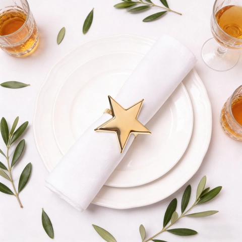 Gouden Metalen Servetring In Stervorm Tafeldecoratie Voor Bruiloft Feest Diner Banket Vakantie Elegante Stijl