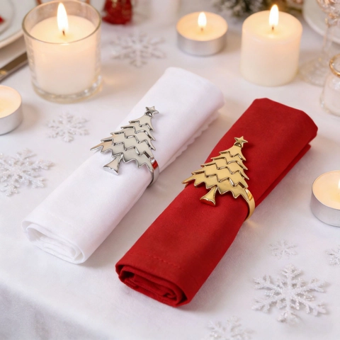 Servilleteros De Árbol De Navidad Aleación De Zinc Metal Estrella Decoración De Mesa Para Banquete Hotel Fiesta Cena