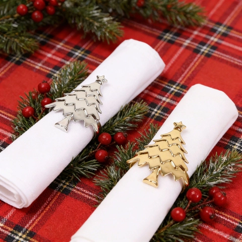 Servilleteros De Árbol De Navidad Aleación De Zinc Metal Estrella Decoración De Mesa Para Banquete Hotel Fiesta Cena