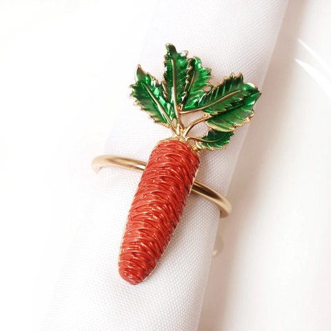 Portatovagliolo A Carota Lega Smalto Forma Di Verdura Realistica Fibbia Per Ringraziamento Pasqua Arredo Tavola
