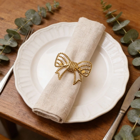 Electroplated Iron Metal Hollow Butterfly Bowknot Napkin Rings Elegant Table Decoration For Wedding Banquet Hotel Dining