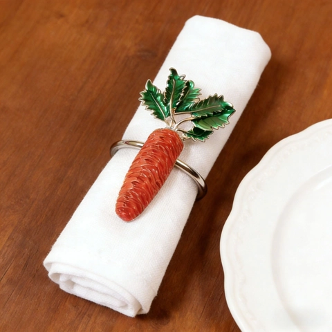 Portatovagliolo A Carota Lega Smalto Forma Di Verdura Realistica Fibbia Per Ringraziamento Pasqua Arredo Tavola