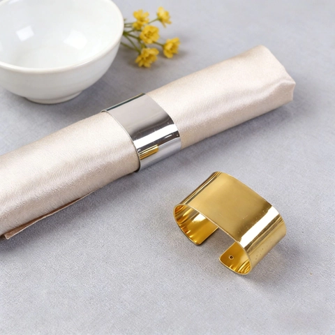 Modern Napkin Rings Metal C-Shaped Open Design Mirror Polished Electroplated For Hotel Wedding Dinner Table Decor