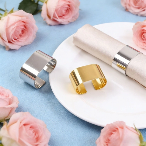Modern Napkin Rings Metal C-Shaped Open Design Mirror Polished Electroplated For Hotel Wedding Dinner Table Decor