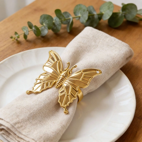 Ronds De Serviette Papillon Boucles De Serviette En Métal Décoration De Table Or Pour Hôtel Mariage Banquet Dîner Élégant