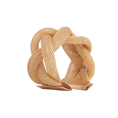 Metal Mesh Weave Open Napkin Ring Gold Electroplated Iron Knot Design Table Decoration For Wedding Dining Party Home