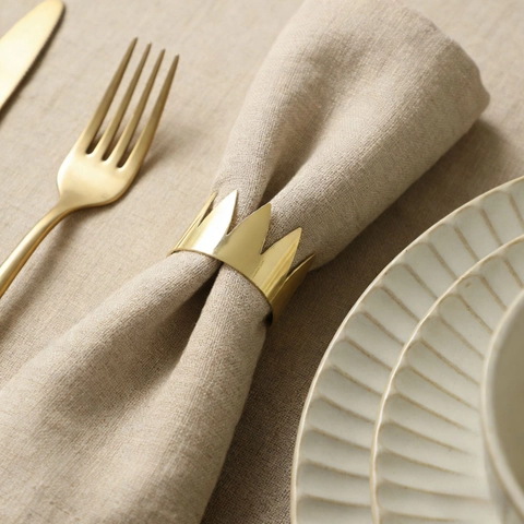 Kroon Servetringen Metaal Goud Gegalvaniseerd Tafeldecoratie Voor Bruiloft Banket Hotel Diner Elegante Accenten