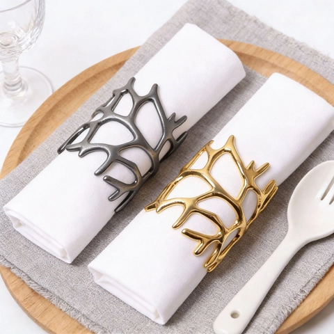 Coral Branch Hollow Serviettenring Zinklegierung Metall Galvanisiert Moderner Tischdekor Für Hochzeit Abendessen Party Hotel Luxus