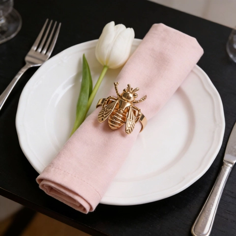 Bee Napkin Rings Zinc Alloy Metal Napkin Buckles Gold Electroplated Insect Shape Table Decorations For Hotel Wedding Party