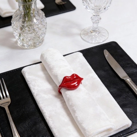 Red Lip Napkin Ring Zinc Alloy Glossy Mouth Shape For Valentine Day Wedding Party Dinner Table Decoration Professional