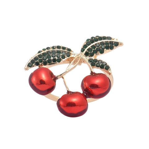 Servilleteros de Cereza de Aleación de Zinc Fruta Planta Esmalte Diamantes de Imitación Verdes Hebilla de Servilleta para Mesa de Comedor Banquete