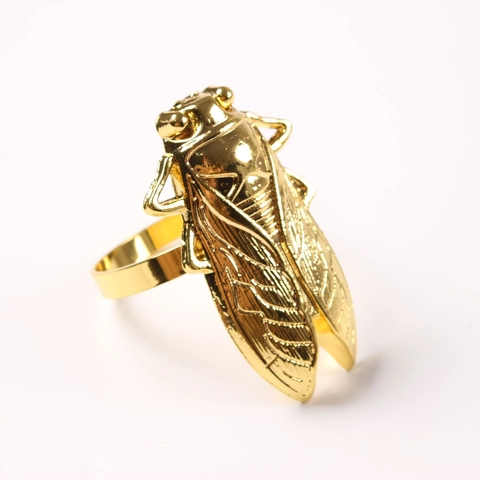 Cicada Napkin Rings Zinc Alloy Golden Insect Shape Table Buckle Holder For Wedding Hotel Dinner Party Decor