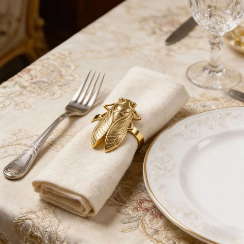 Cicada Napkin Rings Zinc Alloy Golden Insect Shape Table Buckle Holder For Wedding Hotel Dinner Party Decor