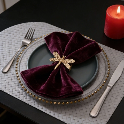 Dragonfly Napkin Rings Gold Alloy Metal Hollow Wing Design For Hotel Wedding Party Dining Table Decoration Luxury Elegant