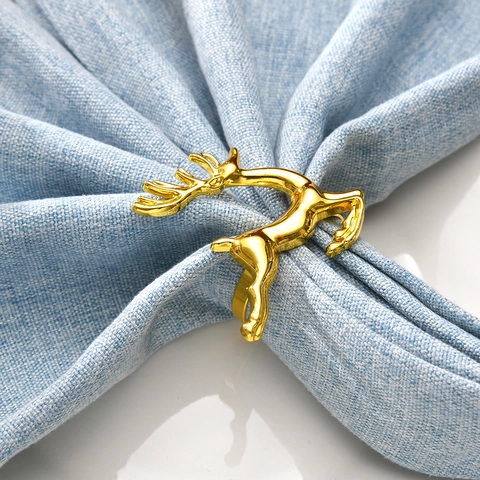 Reindeer Napkin Rings Zinc Alloy Metal Elk Shape Electroplated For Christmas Holiday Table Decoration Dining Accessory