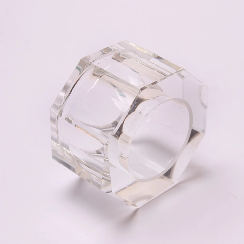 Crystal Glass Octagonal Napkin Ring Transparent Geometric Napkin Buckle For Dining Table Wedding Party Home Decor Gift