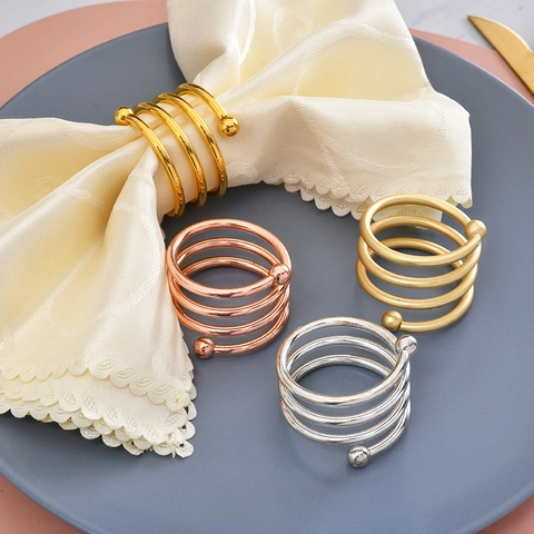 Ronds De Serviette Élégants À Ressort En Spirale En Fer Galvanisé Pour Décoration De Table De Mariage Dîner Fête Banquet Restaurant