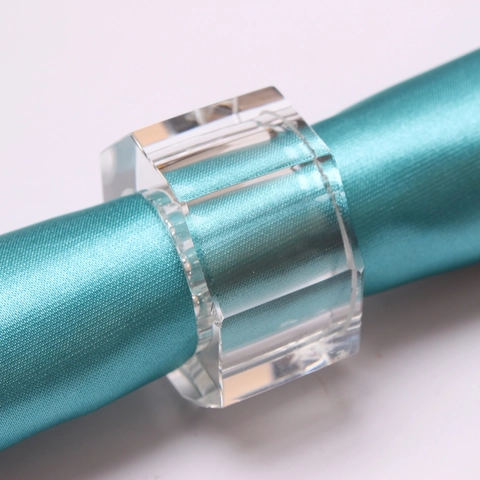 Crystal Glass Octagonal Napkin Ring Transparent Geometric Napkin Buckle For Dining Table Wedding Party Home Decor Gift
