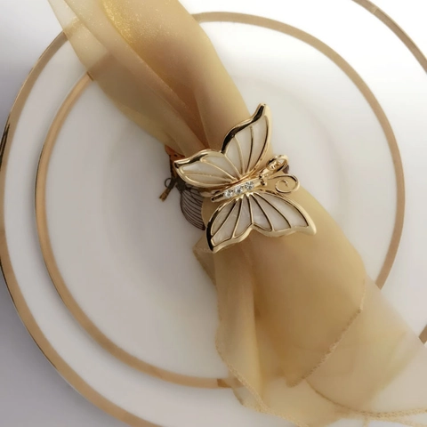 Servilleteros de Mariposa de Aleación de Zinc Con Strass y Aspecto de Concha para Decoraciones de Mesa de Boda Banquete