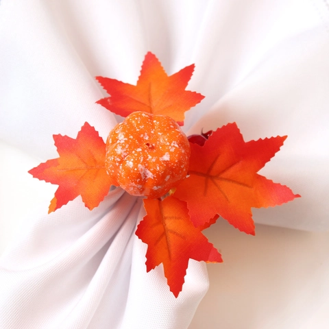 Napkin Rings Fall Harvest Pumpkin Maple Leaf Artificial Berry Jute Rope Handmade Thanksgiving Halloween Table Decor