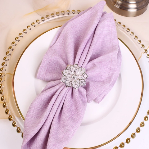 Luxury Copper Bauhinia Flower Napkin Rings With Rhinestone For Wedding Banquet Hotel Dining Table Decoration Gold Silver