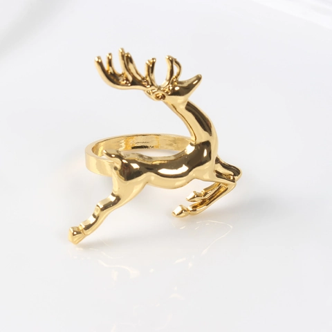 Reindeer Napkin Rings Zinc Alloy Metal Elk Shape Electroplated For Christmas Holiday Table Decoration Dining Accessory